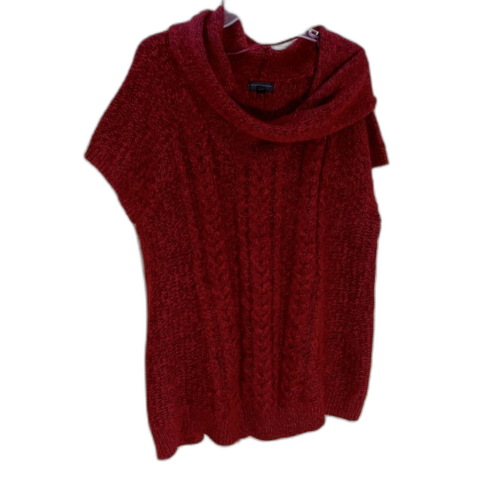 Worthington Plus Sized Red Cable Knit Cowl Neck Sweater 3X